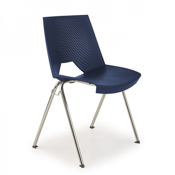 Chaise Strike avec structure en époxy gris et coque en plastique bleu